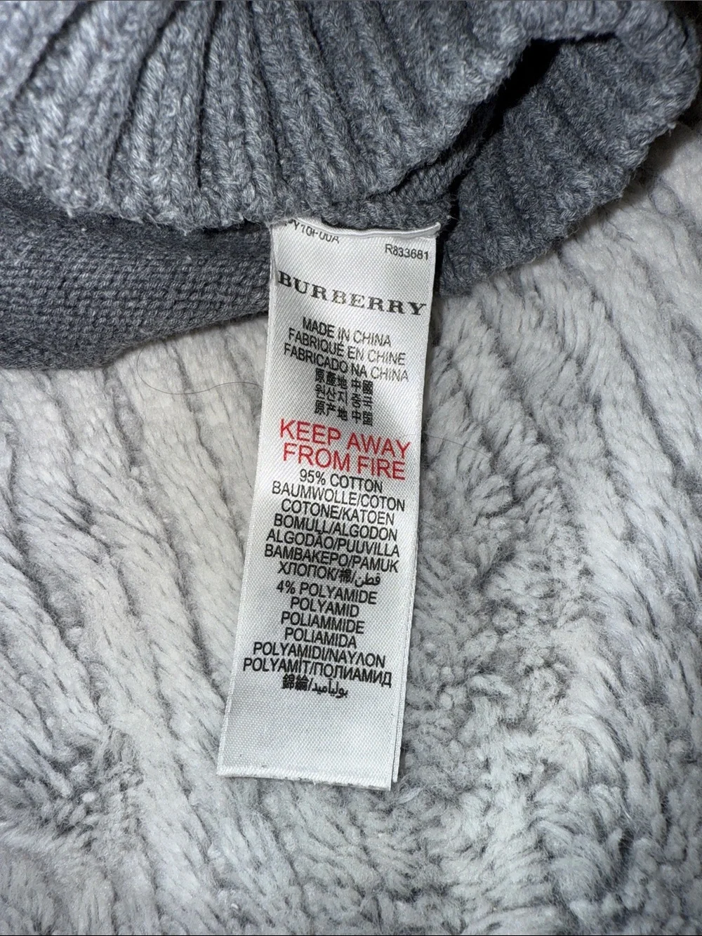 Burberry Girls' Gray Knit Sweater Dress with Shoulder Buttons